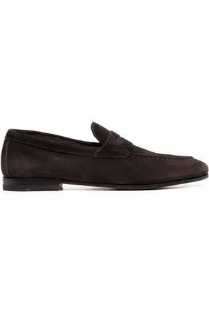 santoni Buty, Mężczyzna, brązowy, 42 EU, Zamsz, Brązowe mokasyny penny loafers ze skóry zamszowej