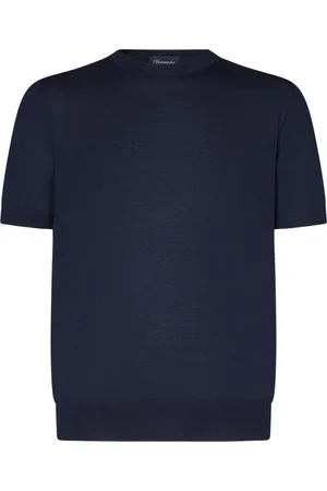 DRUMOHR Koszulki, Mężczyzna, Niebieski, XL, Kaszmir, Niebieski T-shirt i Polo z kaszmiru i jedwabiu