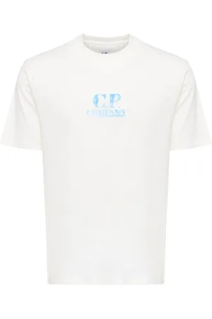 C.P. Company Koszulki, Mężczyzna, Biały, M, Koszulka z nadrukiem logo Jersey