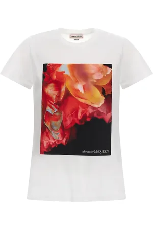 Alexander McQueen Koszulki, Kobieta, Wielobarwność, 3XS, Casual Bawełniany T-shirt dla Mężczyzn