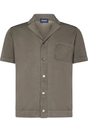 DRUMOHR Koszule, Mężczyzna, brązowy, 2XL, Brązowa koszula z krótkim rękawem z bawełny