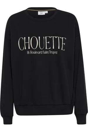 Saint Tropez Bluzy, Kobieta, Czarny, L, Czarny Sweter z Inteligentnym Haftem