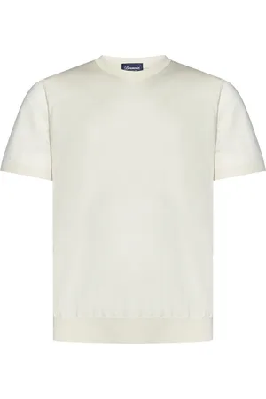 DRUMOHR Koszulki, Mężczyzna, Biały, L, Kaszmir, Luksusowy biały T-shirt z jedwabiem
