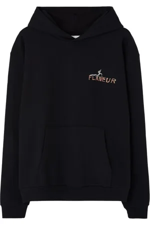 FLÂNEUR Bluzy, Mężczyzna, Czarny, L, Czarny sweter z nadrukiem