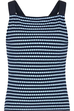 Emporio Armani Koszulki, Kobieta, Niebieski, S, Top z dzianiny dżersejowej w stylu V-Neck