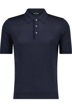 Gran Sasso Koszulki, Mężczyzna, Niebieski, XL, Klasyczny Poloshirt z Jedwabiu