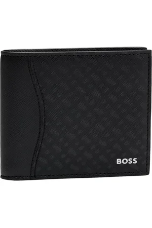 HUGO BOSS Akcesoria, Mężczyzna, Czarny, ONE SIZE, Skóra, Portfel z Monogramem i Kieszonką na Monety
