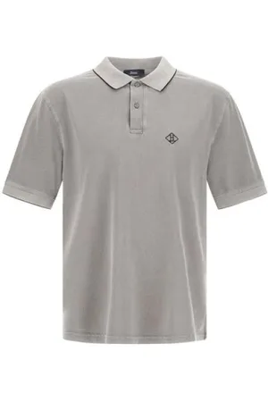 HERNO Koszulki, Mężczyzna, Szary, M, Pikowany Bawełniany Polo Shirt z Logo