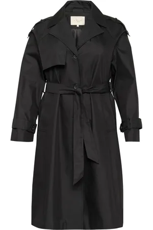 Kaffe Płaszcze, Kobieta, Czarny, 7XL, Czarny Głęboki Trenchcoat Kurtka Stylowy Model