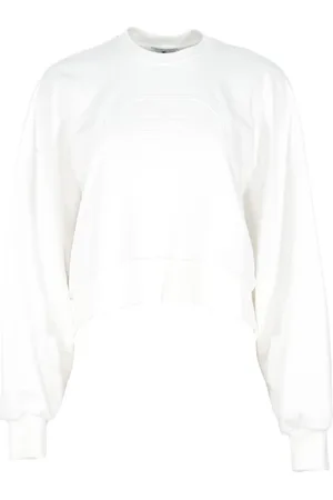 Elisabetta Franchi Bluzy, Kobieta, Beżowy, L, Bluza z bawełny z wytłoczonym logo Ivory