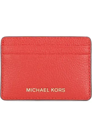 Michael Kors Akcesoria, Kobieta, Czerwony, ONE SIZE, Skóra, Portfel na karty z czerwonej skóry Pebble