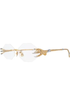 ANNA KARIN KARLSSON Akcesoria, unisex, Żółty, ONE SIZE, Oktagonalne Diamentowe Okulary Optyczne