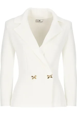 Elisabetta Franchi Kurtki, Kobieta, Beżowy, S, Ivory Wiskoza Blezer dla Kobiet