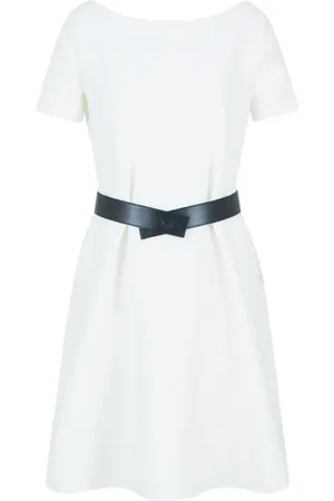 Emporio Armani Sukienki, Kobieta, Biały, 2XS, Jersey Ottoman Sukienka z dekoltem w łódkę