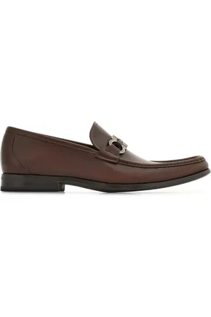 Salvatore Ferragamo Buty, Mężczyzna, brązowy, 43 EU, Brązowe Płaskie Buty Slip-On Gancini Plaque