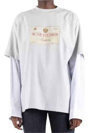 Acne Studios Koszulki, Kobieta, Szary, S, Jasnoszary T-shirt Cl 0322