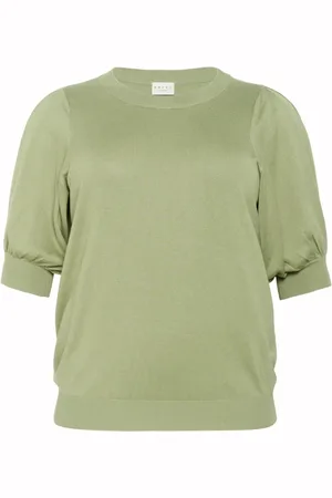 Kaffe Swetry, Kobieta, Zielony, S, Nylon, Sweter z Plisami Oil