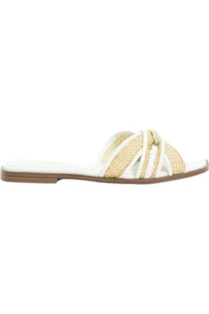 Twin-Set Buty, Kobieta, Biały, 41 EU, Sandały z logo z materiału FSC