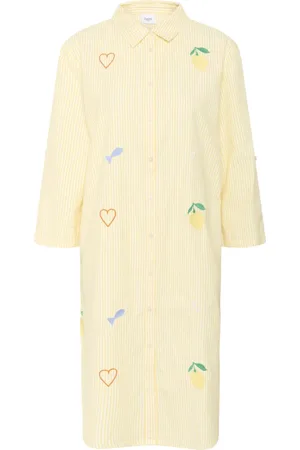 Saint Tropez Sukienki, Kobieta, Beżowy, XS, Bawełna, Paski Sukienka Koszulowa Lemon Ice