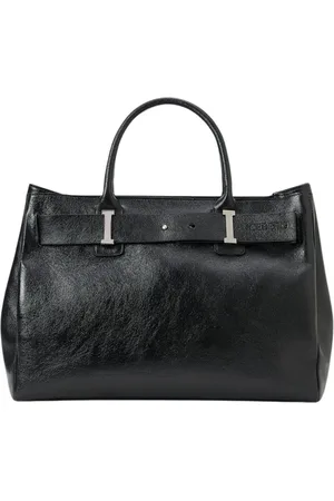 Iceberg Torebki, Kobieta, Czarny, ONE SIZE, Czarna Laminowana Skórzana Torba Shopper