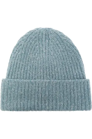 Acne Studios Akcesoria, Kobieta, Niebieski, ONE SIZE, Prążkowana czapka