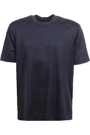 Emporio Armani Koszulki, Mężczyzna, Niebieski, XL, Niebieski T-shirt z logo na piersi