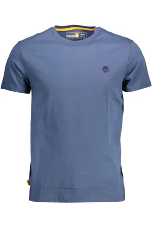 Timberland Koszulki, Mężczyzna, Niebieski, L, Niebieski Bawełniany T-shirt Slim Fit z Logo