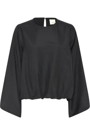 Heartmade Bluzki, Kobieta, Czarny, 2XL, Elegancka czarna bluzka z balonowymi rękawami