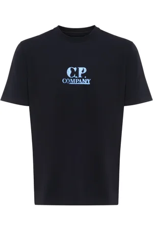 C.P. Company Koszulki, Mężczyzna, Niebieski, S, Koszulka z nadrukiem logo Jersey