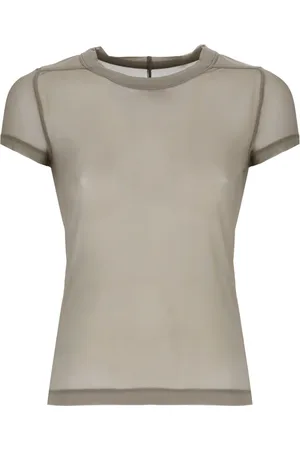 Rick Owens Koszulki, Kobieta, Beżowy, S, Beżowy Damski T-shirt z Okrągłym Dekoltem