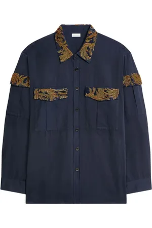 DRIES VAN NOTEN Koszule, Mężczyzna, Niebieski, M, Luźna Niebieska Koszula