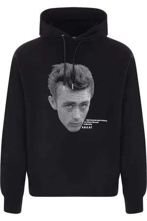 SACAI Bluzy, Mężczyzna, Czarny, 2XS, Czarna bluza z kapturem z nadrukiem