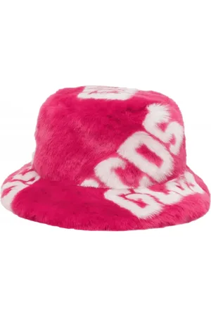 GCDS Akcesoria, unisex, Różowy, ONE SIZE, Sztuczne futro, Sztuczne futro wiaderko kapelusz