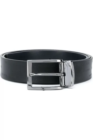 Emporio Armani Akcesoria, Mężczyzna, Niebieski, ONE SIZE, Niebieski Skórzany Pasek z Kwadratową Sprzączką