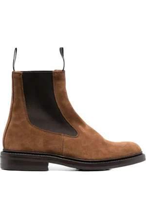 TRICKERS Buty, Mężczyzna, brązowy, 43 EU, Zamsz, Brązowe Skórzane Buty z Elastycznym Wkładem