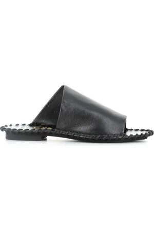 Alexander Hotto Buty, Kobieta, Czarny, 37 1/2 EU, Czarna skórzana sandał z asymetrią