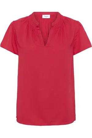 Saint Tropez Bluzki, Kobieta, Różowy, XS, Feminine V-Neck Blouse in Magenta