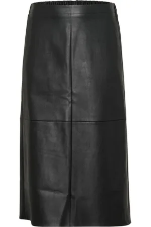 Kaffe Spódnice, Kobieta, Czarny, 2XL, Elegancka Czarna Głęboka Spódnica