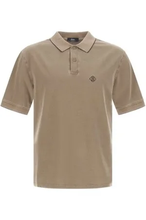 HERNO Koszulki, Mężczyzna, brązowy, XL, Pikowany Bawełniany Polo Shirt z Logo