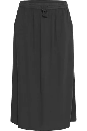 Kaffe Spódnice, Kobieta, Czarny, 3XL, Czarna Ostryga Spódnica z Elastycznym Pasem
