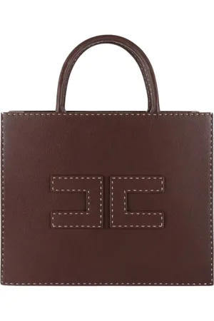 Elisabetta Franchi Torebki, Kobieta, brązowy, ONE SIZE, Brązowa torba Tote z podwójnym logo C