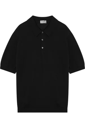 JOHN SMEDLEY Koszulki, Mężczyzna, Czarny, L, Polo z Krótkim Rękawem