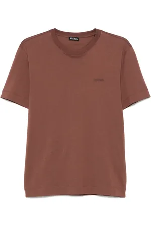 Ermenegildo Zegna Koszulki, Mężczyzna, brązowy, 2XL, Bawełniana koszulka Made in Italy