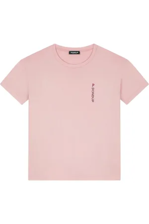 Dondup Koszulki, Kobieta, Różowy, S, Różowa Koszulka z Logo z Bawełny