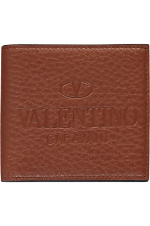 VALENTINO GARAVANI Akcesoria, Mężczyzna, brązowy, ONE SIZE, Len, Klasyczny Portfel Skórzany z Wieloma Przegródkami