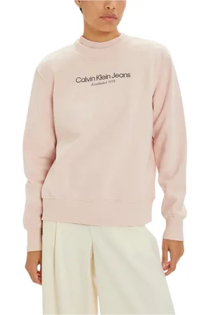 Calvin Klein Bluzy, Kobieta, Różowy, S, Różowy Sweter z Długim Rękawem dla Kobiet