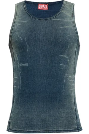 Diesel Koszulki, Kobieta, Niebieski, L, Niebieski Bezrękawnik