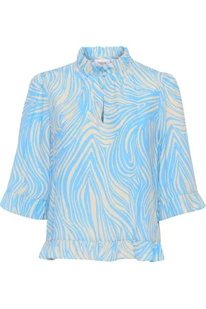 Saint Tropez Bluzki, Kobieta, Niebieski, S, Poliester, Niebieskie Liście Pociągi Bluzka