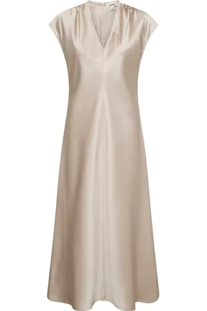 Soaked in Luxury Sukienki, Kobieta, Beżowy, 2XL, Poliester, Elegancka Sukienka Midi Ancient Scroll