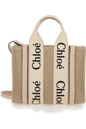 Chloé Torebki, Kobieta, Beżowy, ONE SIZE, Beżowa torba na ramię z markowymi wstążkami
